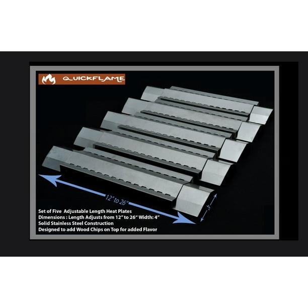 Set of 5 Universal Adjustable Stainless Steel Heat Plate Shield, Heat Tent, Flavorizer Bar