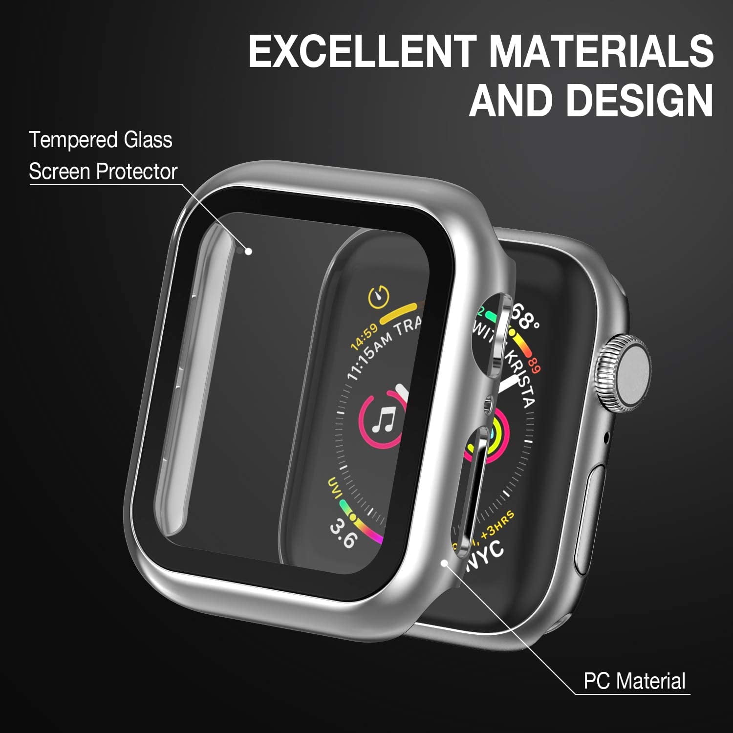 Apple Watch Case for Apple Watch 44MM Series 6 5 4 SE with Built in Tempered Glass Screen Protector All Around Ultra Thin Bumper Full Cover Hard PC