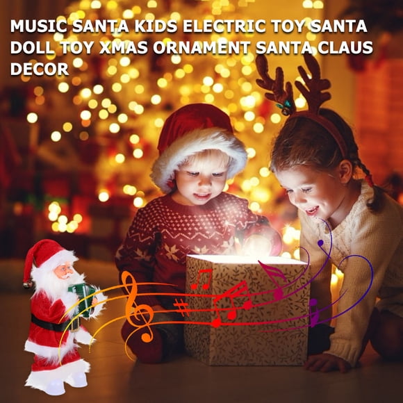 USHOBE 1Pcs Electric Music Santa Twerking Toys Red Flannel Christmas Decor for Kids Holiday Season