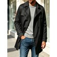 thumbnail image 5 of Spring Fall Men Double Breasted Casual Lapel Trench Coat Belted Windbreaker, 5 of 8