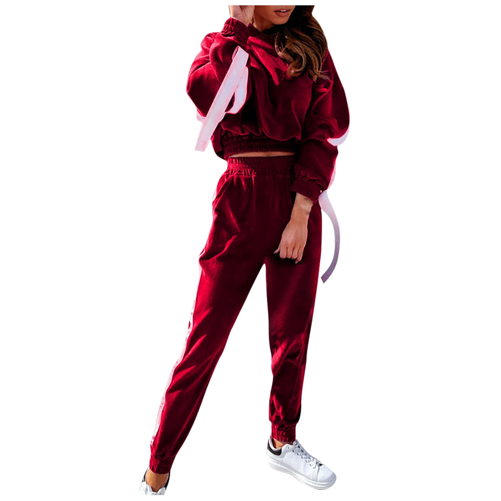 Fashion Two Piece Set for Women Velvet Tracksuit Fall Clothing Zip