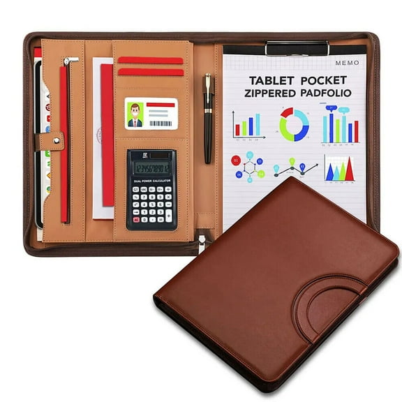 A4 Business Folder Folder Combination PU Leather Briefcase with Calculator