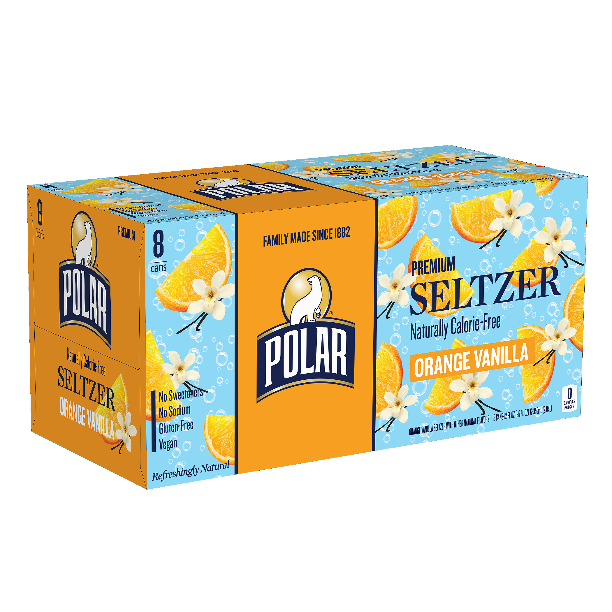 Polar Orange Vanilla Sparkling Seltzer Water, 12 fl oz, 8 pack cans - image 2 of 7