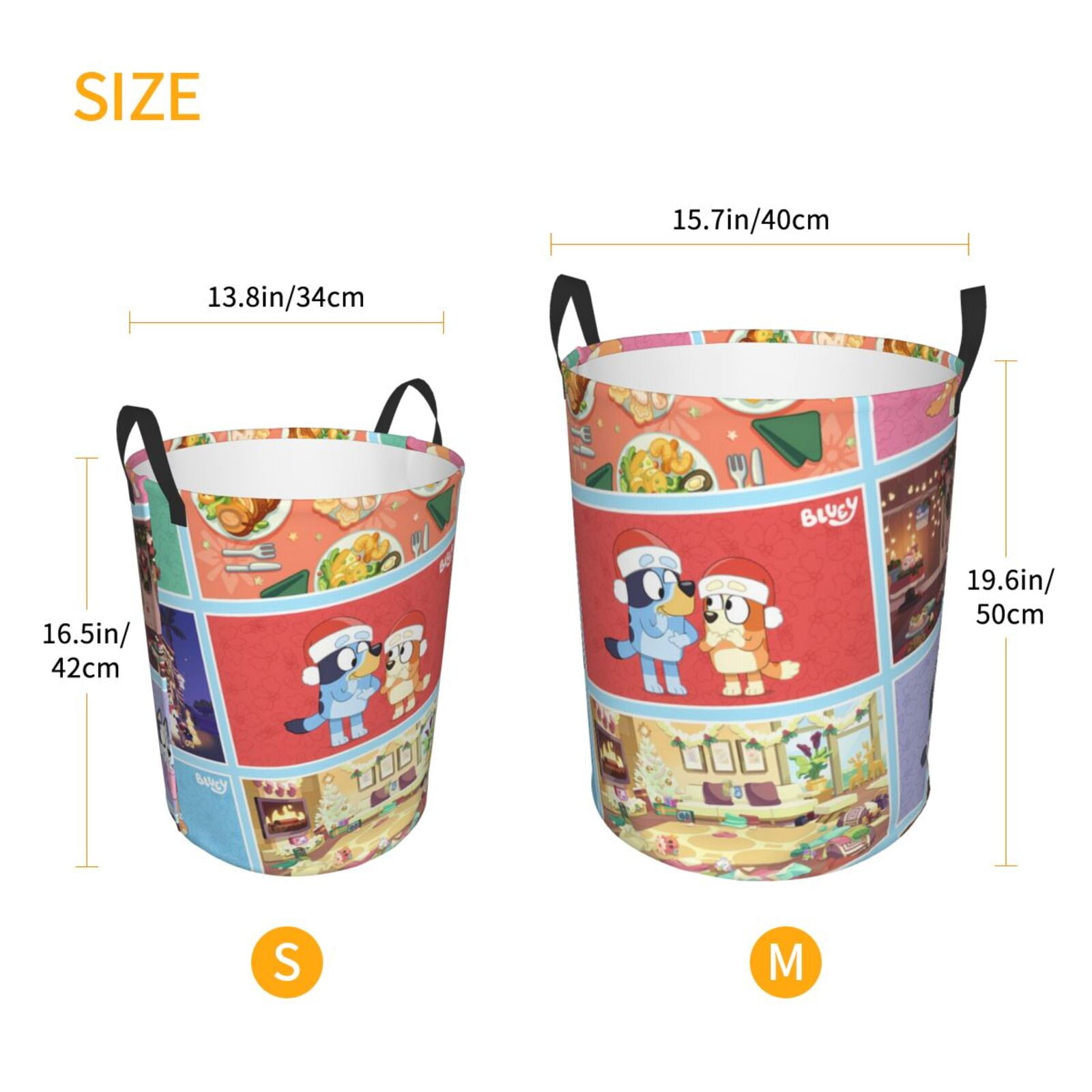 Johaoi Bluey Pattern Round Large Laundry Basket -Storage Basket - Toy Storage Basket, Perfect as Hamper, Kids Room Storage, and Toy Containment-Medium