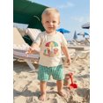thumbnail image 5 of BemeyourBBs Toddler Baby Boy Summer Clothes Infant Baby Boys Summer Beach Holiday Outfit Shorts Sets Short Sleeve Castle Embroidery T -Shirt Tops and Plaid Plaid Pockets Shorts Set, 5 of 9