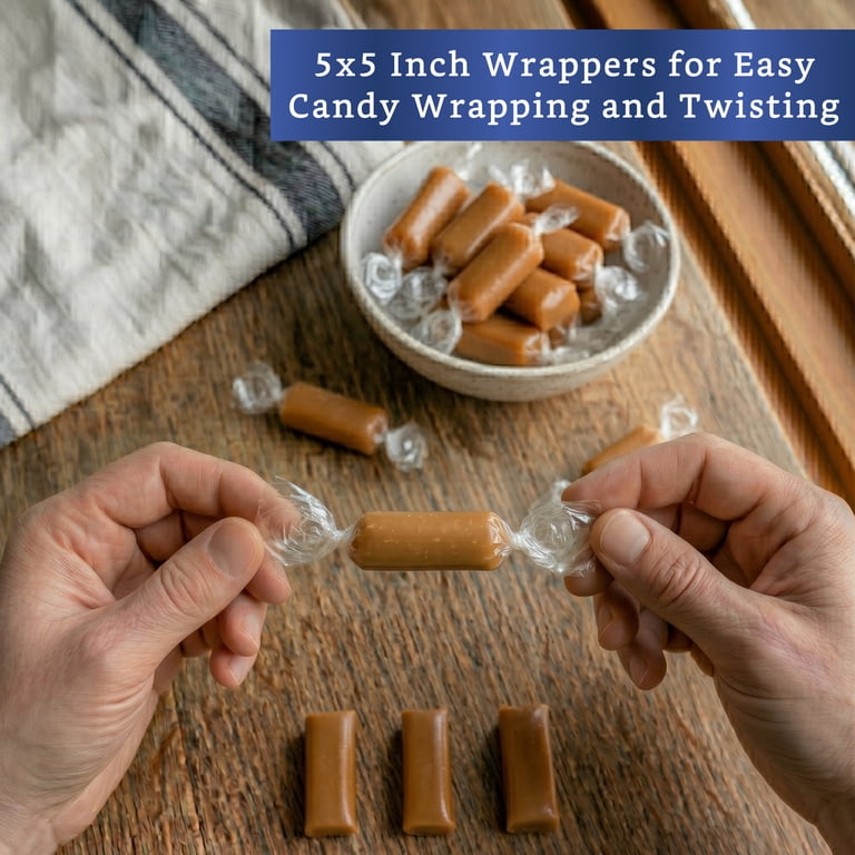 Clear Candy Wrappers for Caramels (300 Pcs 5 x 5 inches)