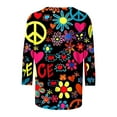 thumbnail image 5 of Chemises pour Femmes Habillées Décontractées, Chemises à Manches 3/4 pour Femmes, Tuniques à Manches Courtes Grande Taille pour Femmes, T-shirt de Mode Décontracté Imprimé à Manches 3/4 Col Rond Froncé Blouse, 5 of 5