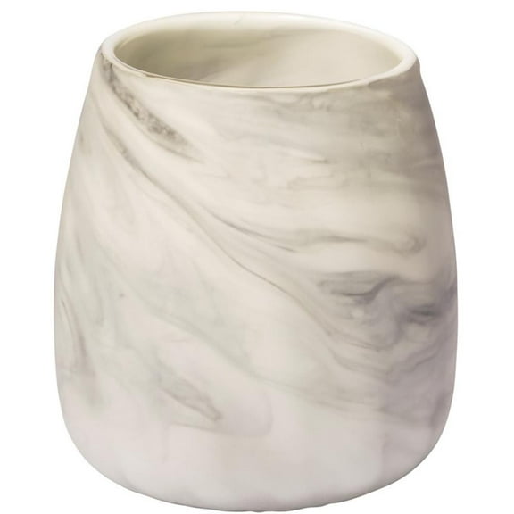 Mercana Volta I Short Gray/Cream Ceramic Abstract Pattern Vase
