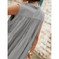 thumbnail image 5 of Plus Size Grey Bohemian Ultra Loose Doll Dress, Casual Summer Ruffle Hem, 5 of 11