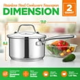 thumbnail image 2 of NutriChef 2-Quart Stainless Steel Saucepan - 18/8 Food Grade Heavy Duty Cookware W/ See Through Lid, 2 of 7