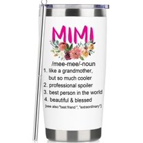 Best Mimi Gifts From Grandson Funny Travel Tumbler Gifts for Mimi From Granddaughter Christmas Birthday Presents From Grandchildren -20oz White Mimi Water Cup With Straw and Lip