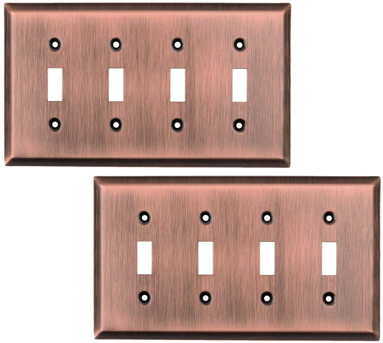 Sleeklighting 2 Pack Decorative Copper Outlet Covers 4 GangToggle