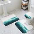 thumbnail image 3 of Abstract Bathroom Rugs Set Green Wave Minimalist Non Slip Absorbent Soft Bath Mats 3 Piece Set with Bathroom Rug, U-Shaped Floor Mat, Toilet Seat Cover Small Size, 3 of 9