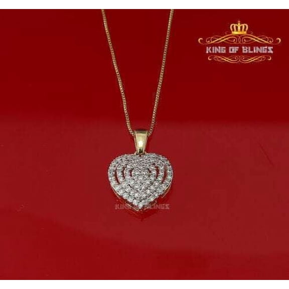King of Bling's Yellow 925 Sterling Silver Heart Shape Pendant with 0.87ct Cubic Zirconia