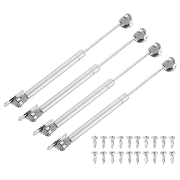 Uxcell 4 Pack Lid Support Hinges, 10 Inch 200N Gas Struts Heavy Duty Gas Spring Soft Close Lid Stay Hinges Lift Support with l Mounts for Tool Box Cabinet, Silver