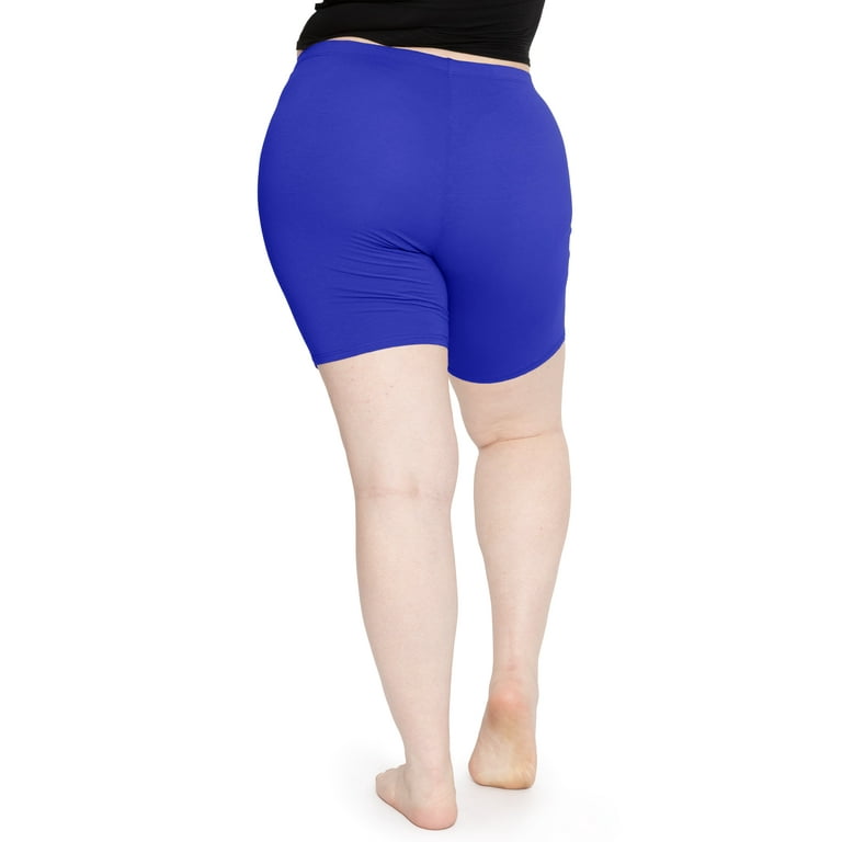 Stretch Is Comfort Women s Plus Size Cotton Biker Shorts Royal Blue 3X