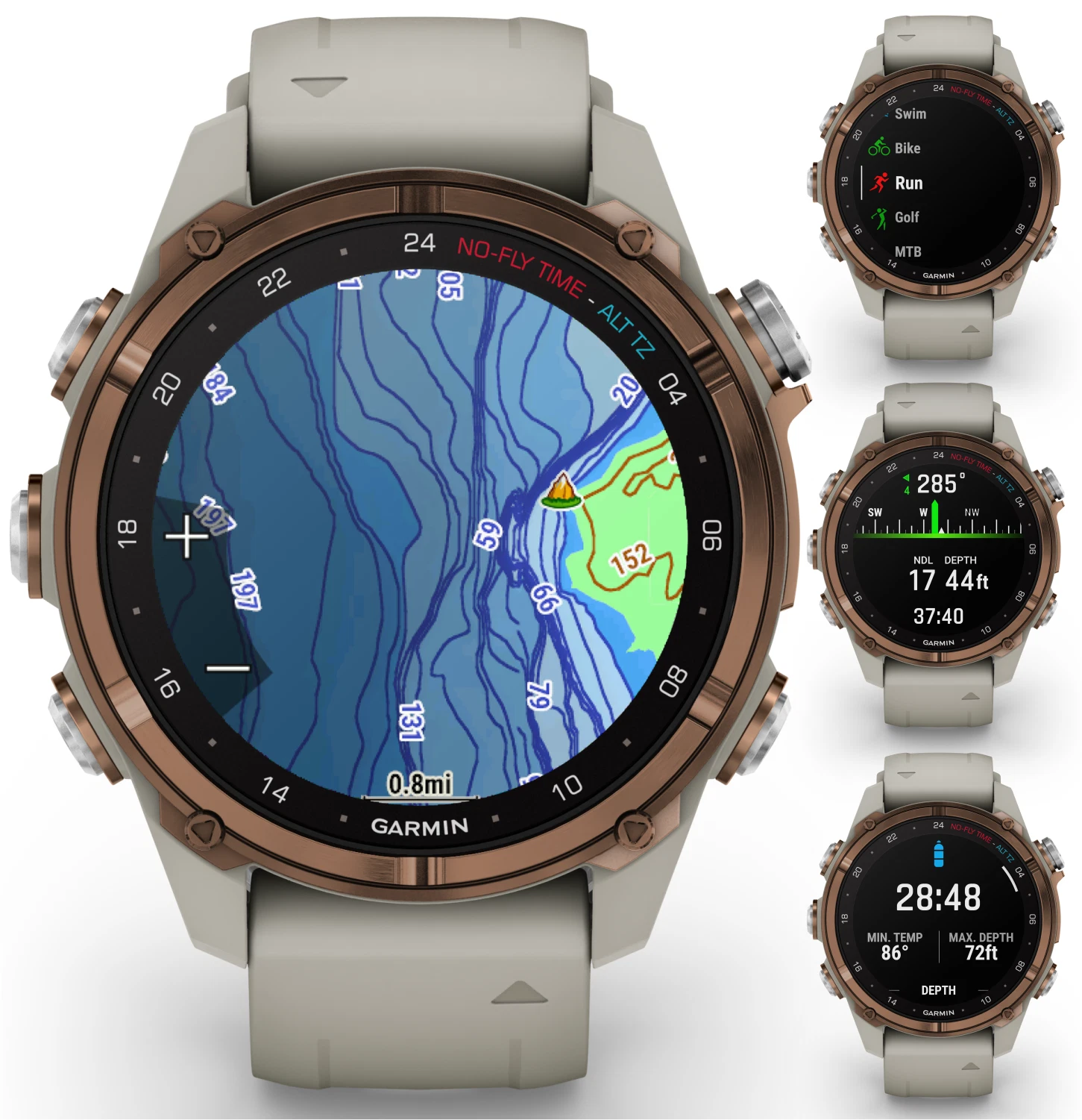Garmin Descent Mk3i 43 mm w/T2 Transceiver: Titanium Dive Computer +Extra-Long Strap, AMOLED Display, GPS Smartwatch & Wearable4U Gift Bundle (010-02753-13)