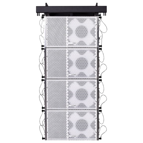 Sound Town ZETHUS Series Line Array Speaker System with Four Compact 1 X 10-inch Line Array Speakers, White for Stages, Clubs, Bars, Restaurants, Churches and Schools