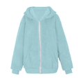 thumbnail image 4 of Glisme Girls Winter Jacket Casual Color Block Sweatshirt Zipper Hoodie Blouse Warm Slim Soft Coat Long Sleeve Hooded Sweatshirt Jacket Blue Lightweight Outerwear Size 15 -16, 4 of 5