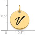 thumbnail image 2 of 14k Yellow Gold Polished Black Epoxy Finish Letter V Initial Disk Shape Charm Pendant, 2 of 2
