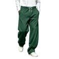 thumbnail image 2 of Zylanna Men's Sweatpants with Side Pockets, Breathable Drawstring Elastic Waist Solid Color Baggy Activewear Jogger Pants for Sports Green, 2 of 9