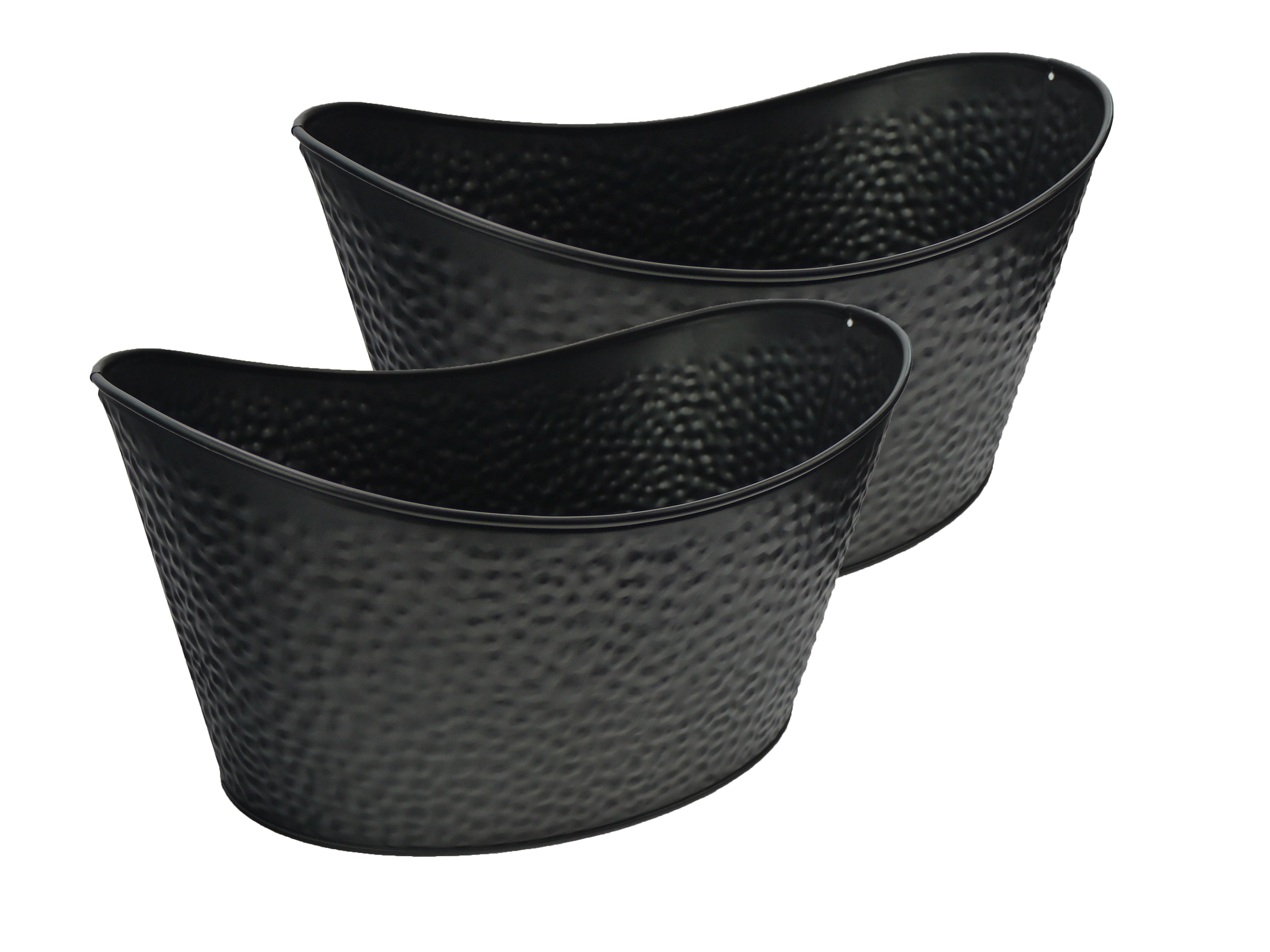 15" Large Matte Black tin/metal Utensil Holder oval boat tray with