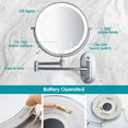 thumbnail image 2 of Espejo de aumento de pared Telescopio de espejo cosmético montado en la pared, espejo extensible x10, giratorio de 360°, alimentado por 4 pilas AAA (incluidas) Ideal para baño Fokelyi XZB-0317, 2 of 9