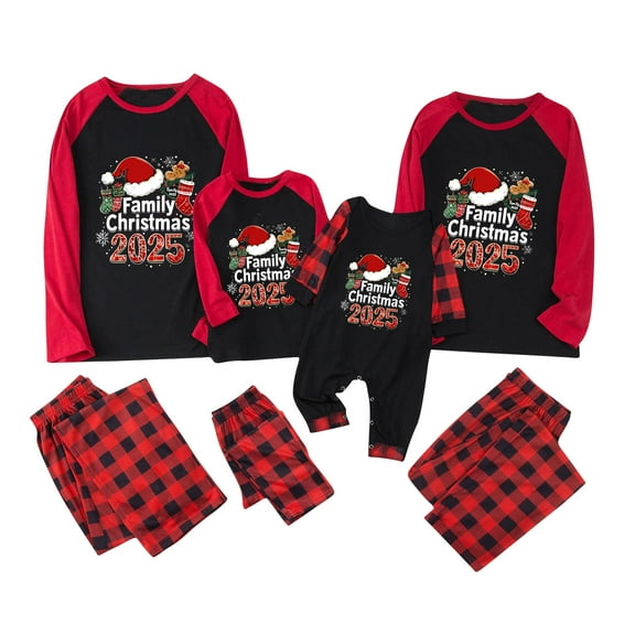 Christmas Pajamas Sets for Family Matching Family Christmas Pajamas 2025 Holiday Long Sleeve Shirts Xmas Family Jammies Sleepwear Long Pants(Mommy)