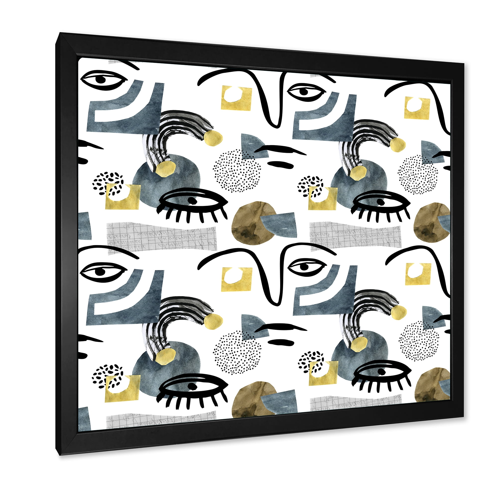Designart 'Collage of Eyes And Doodles In Contemporary Style I' Modern Framed Art Print