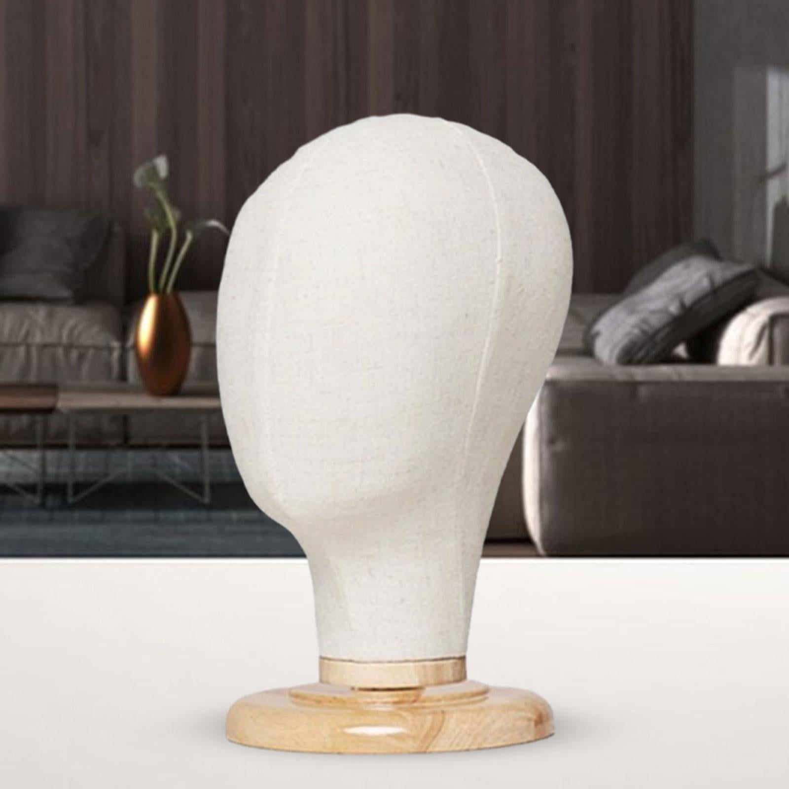 FITYLE Wigs Hat Display Stand, DIY Wigs Stand Portable Hat Rack Model Head Hats Caps Display Mannequin Head Model for Styling Salon 31cm Wood Base