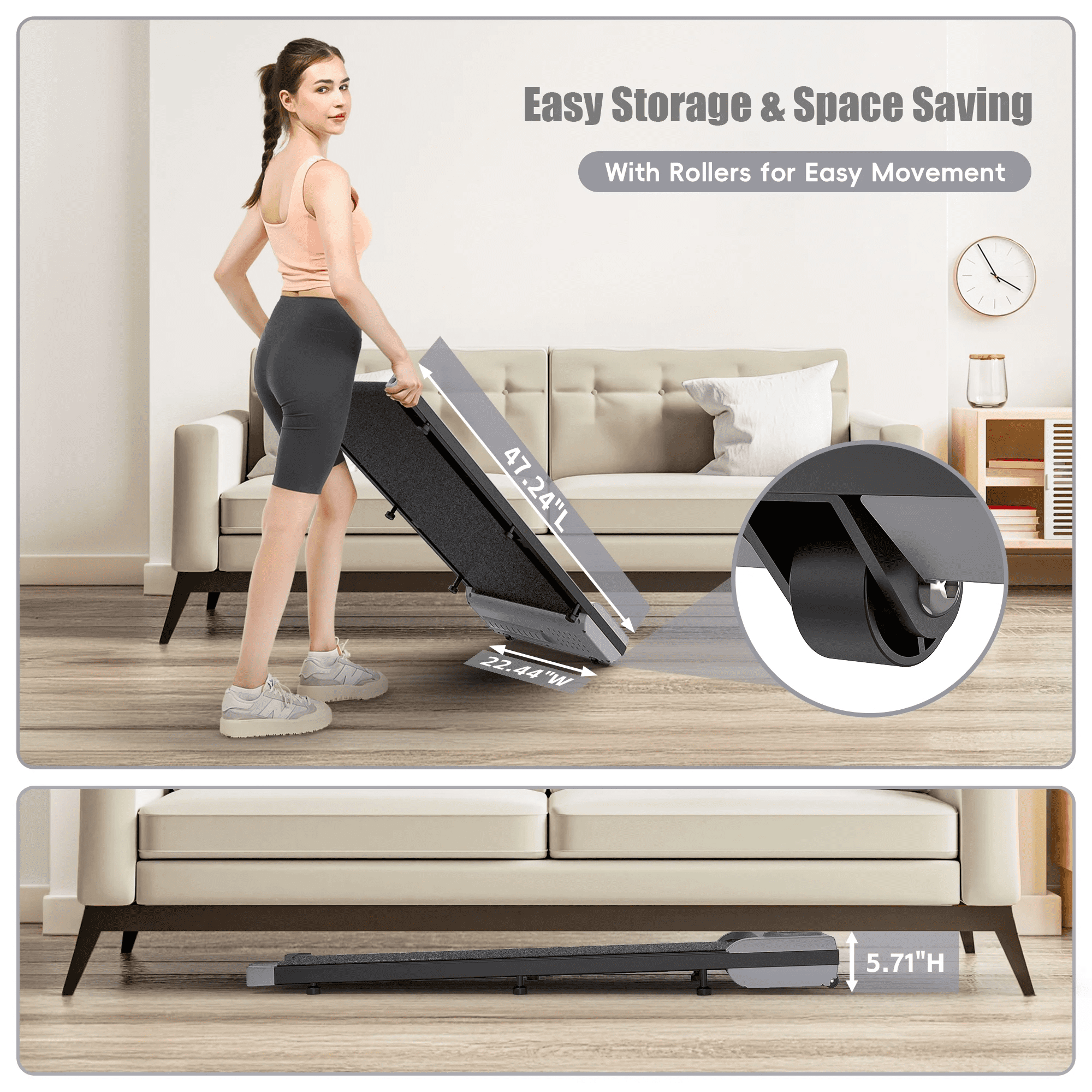 Walking Pad Treadmill&Under Desk Treadmill for Home&Office, Speed Range 0.6~4mph, 300 lbs Weight Capacity