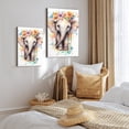 thumbnail image 2 of WFSposter Nursery Animal Canvas Wall Art Baby Elephant Picture Prints Wild Animal with Floral Paintings for Kid Room Decor Framed, 2 of 7