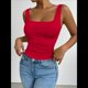 thumbnail image 5 of Camiseta Básica de Verano Sin Mangas con Cuello Cuadrado y Fruncido para Mujer. Rojo L, 5 of 9