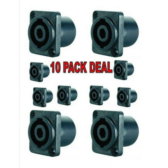 10) FEMALE SPEAKON SPEAKER CABLE 4 WIRE PANEL MOUNT AUDIO CONNECTORS TOTAL OF 10