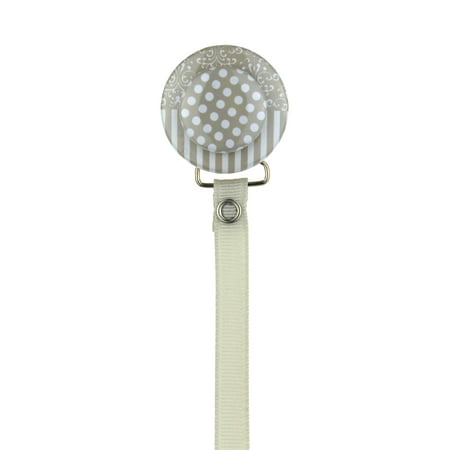 Layette Damask Stripes & Polka Dot 3D Pacifier Clip