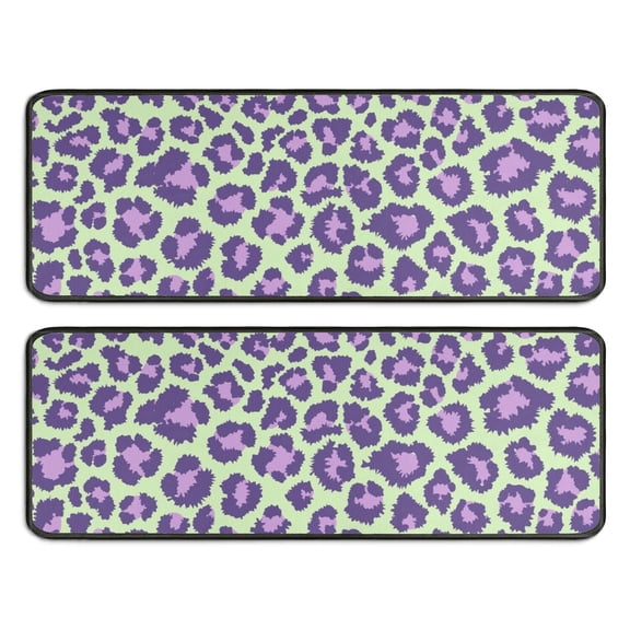 Kitchen Rugs Sets Of 2,Green and Purple Of Leopard Print Anti Fatigue Kitchen Mat Rugs Non Slip Washable,Decorative Kitchen Floor Mats for Kitchen,Sink,Laundry,17"x47" 17"x47"