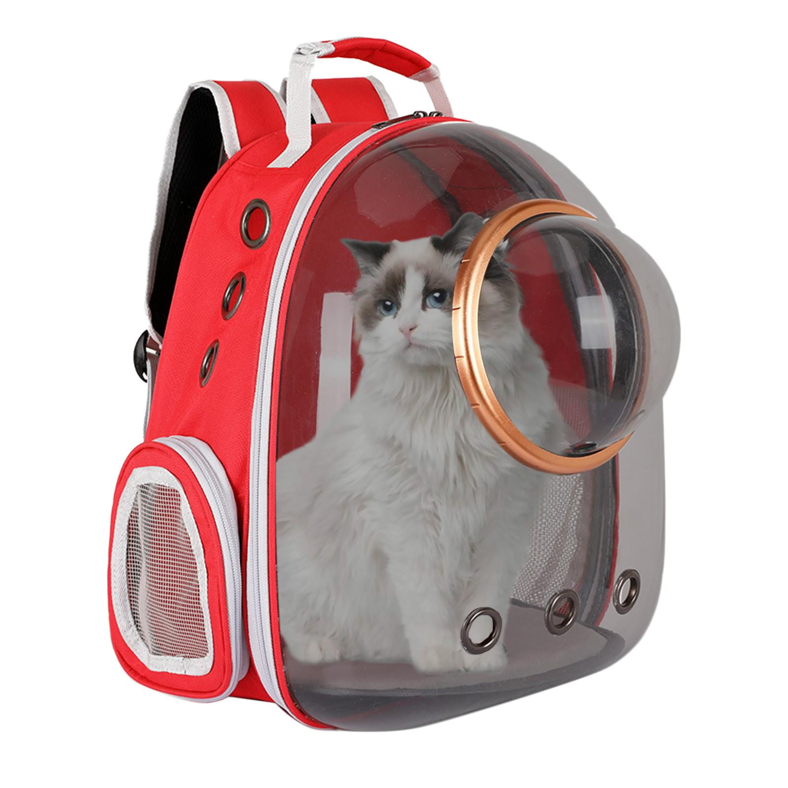 Fzaqwen Cat Dog Carrier Clear Capsule Backpack Travel Sightseeing Knapsack Red