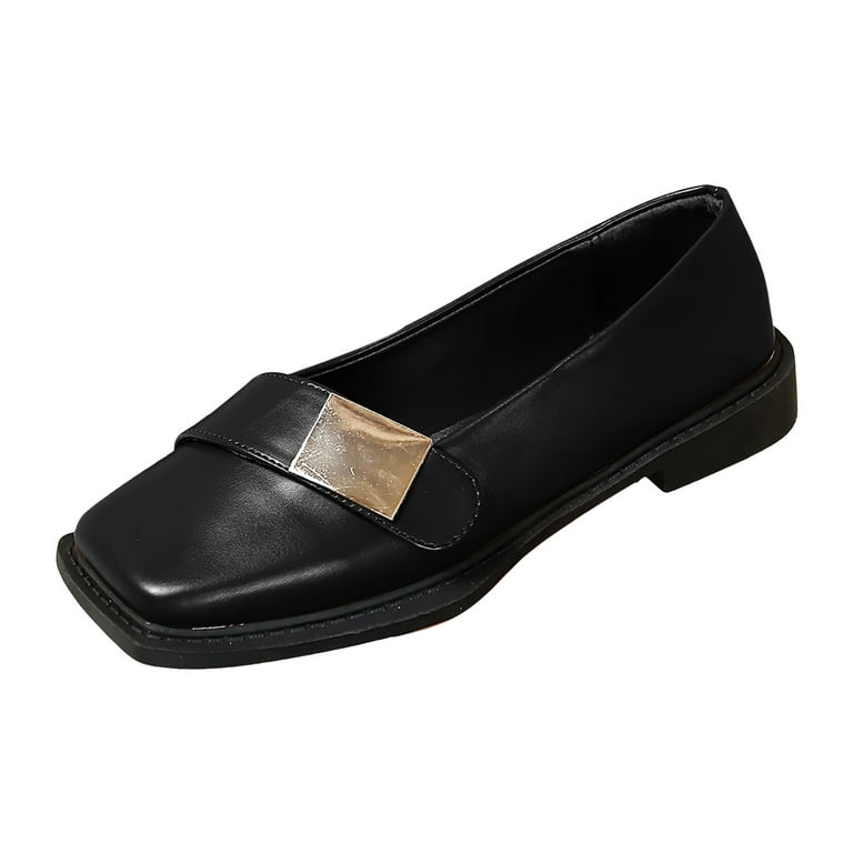 Rokment Oxfords Dress Shoes for Women Ladies Fashion Leather Square Toe Chunky Low Heels Slip on Formal Penny Loafers, Women's, Size: 7.5, Black Rokment Oxfords Dress Shoes for Women Ladies Fashion Leather Square Toe Chunky Low Heels Slip on Formal Penny Loafers, Women's, Size: 7.5, Black