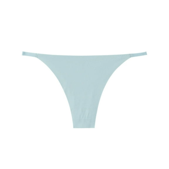 WULMLEO Women's Metallic Thong Bikini Bottom Low Rise Cheeky Swim Bottoms Beachwear Light Blue M