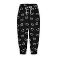 thumbnail image 6 of VERUGU Capri Pants for Women Fashion Love Print Pants Elastic Waist Drawstring Casual Capris with Pockets Black M, 6 of 6