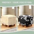 thumbnail image 6 of SCRAWLGOD Cow Print White Black Footstool Slipcover, Stretch Square Stool Furniture Protector Footstool Cover with Elastic Bottom Foot Rest Covers, 6 of 7