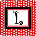 thumbnail image 1 of Monogram - Rouge Noir Pois Mousse Sous-Verres Lettre Initiale L&44; Ensemble - 4, 1 of 1