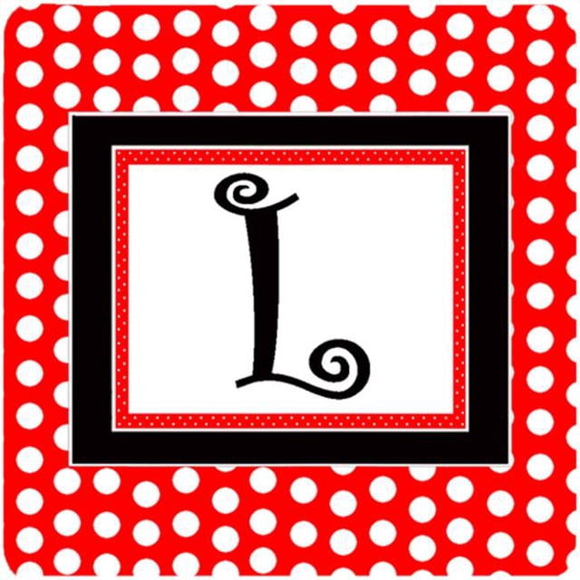 Monogram - Rouge Noir Pois Mousse Sous-Verres Lettre Initiale L&44; Ensemble - 4