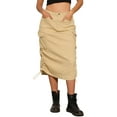 thumbnail image 1 of Falda de mezclilla cargo para mujer INSPIRE CHIC, con cordón, de cintura alta, maxi, color caqui claro, talla M, 1 of 6