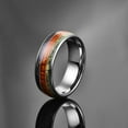 thumbnail image 4 of 8mm Tungsten Rings for Men Hawaiian Koa Wood and Lapis Lazuli& Opal Inlay Domed Tungsten Wedding Bands Size 7-12, 4 of 5