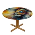 thumbnail image 3 of Acheng Colorful Lion Cosmic Vibe Round Tablecloth Outdoor Fitted 100% Polyester Fiber 31-35, 3 of 8