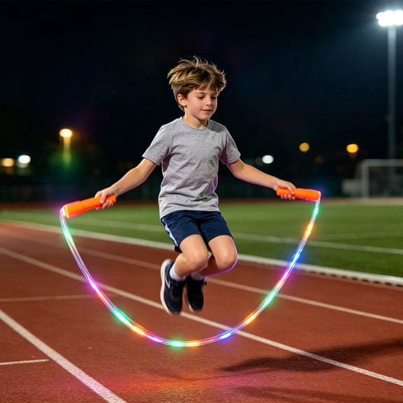 LED Jump Rope Light Up Skipping Rope with Rechargeable Color Changing LED Lights for Adults Indoor Outdoor Cardio Fitness Workout