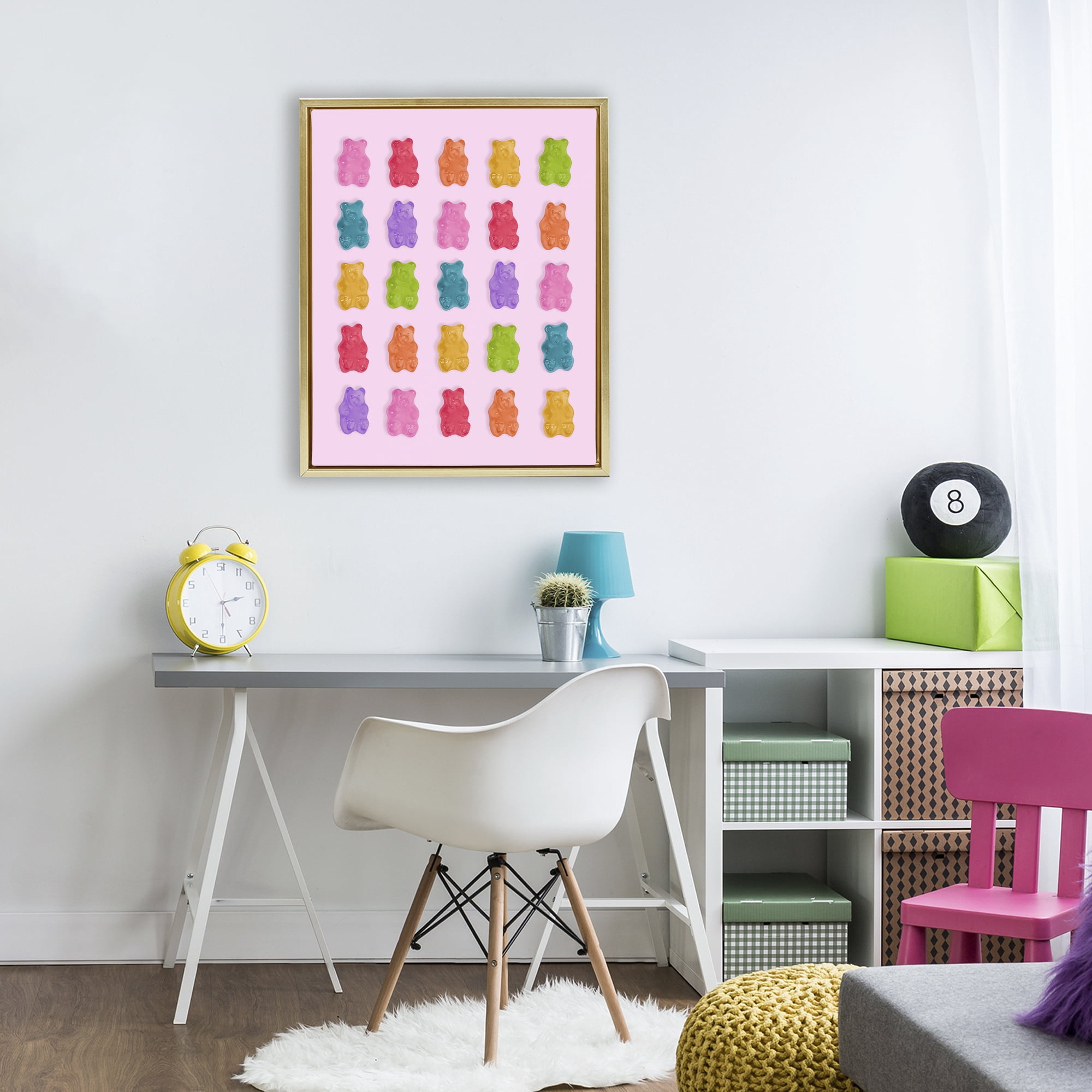Stupell Industries Pastel Gummies on Pink Gold Framed Floater Canvas Wall Art, design by LISH Creative