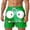 Green, variant on Men's Casual Shorts with Unique Face Print Design Elastic Waist Soft Fabric for Summer Outdoor Streetwear M Orange
