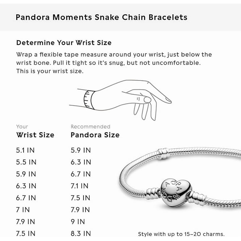 PANDORA チャーム付きブレスレット Authentic Pandora Jewelry: Sterling Silver Snake Chain Charm